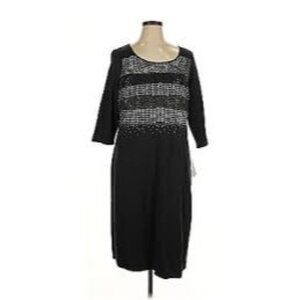 VIP Loves Knits by Avenue Dress Cocktail Party Scoop Neck Black Size 18/20 Bling